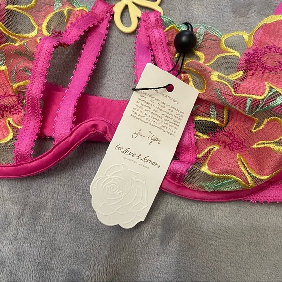 New! For Love & Lemons Pink Yellow Floral Lucy Monowire Bra 10065 - Picture 8 of 11